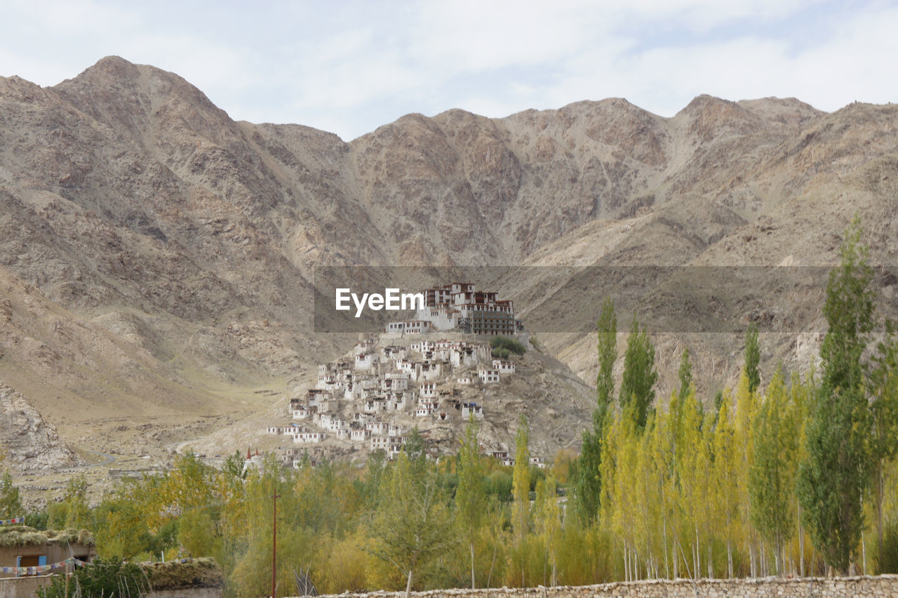 Low angle view of mountains against sky