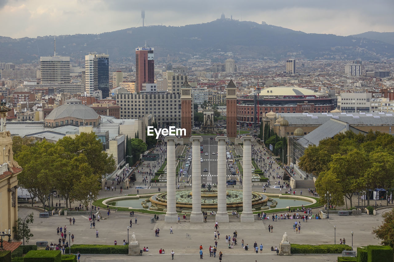 HIGH ANGLE VIEW OF A CITY BUILDINGS