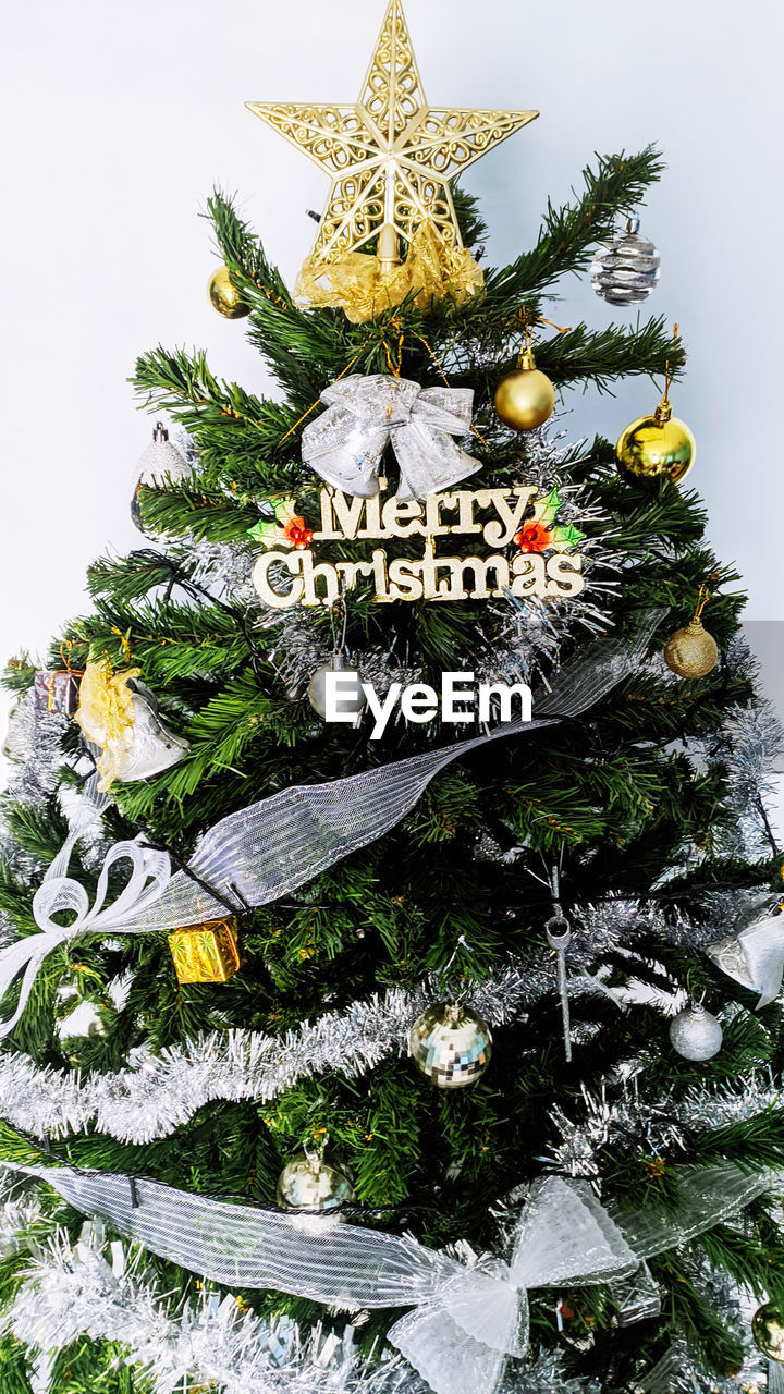 christmas tree, christmas, holiday, celebration, tree, christmas decoration, decoration, tradition, plant, christmas ornament, fir, spruce, nature, winter, branch, coniferous tree, no people, snow, fir tree, text, event, pinaceae, cold temperature, religion, pine tree, outdoors, western script, christmas lights, star shape