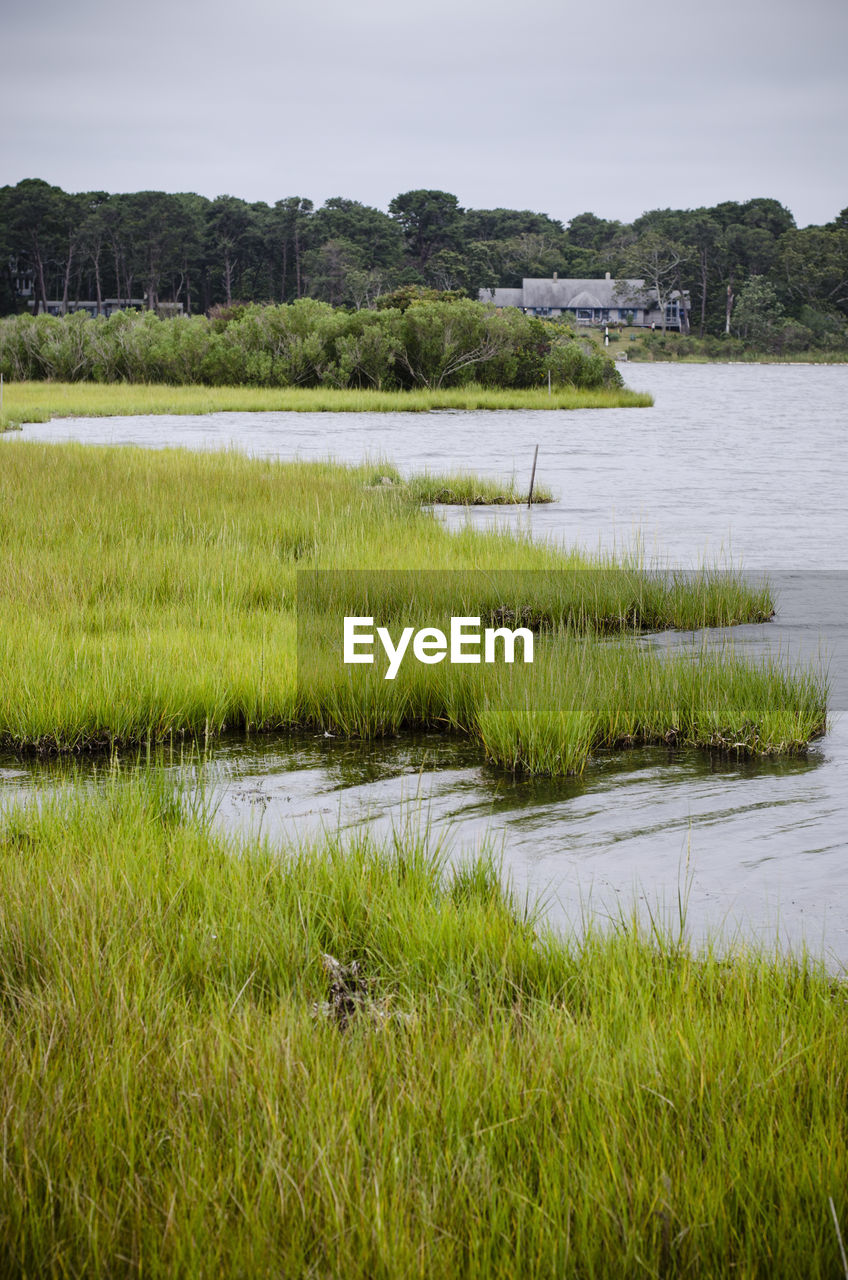 Scenic view of lake against sky