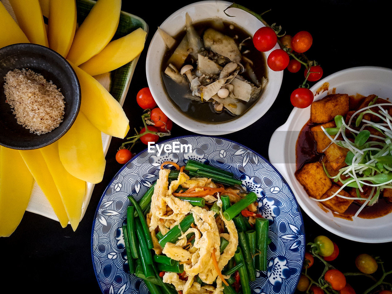 high angle view of food in plate