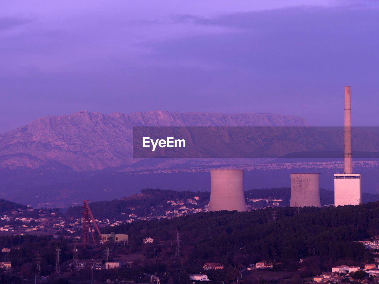 High angle view of factory against sky