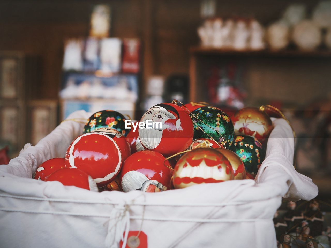 Close-up of christmas decoration for sale