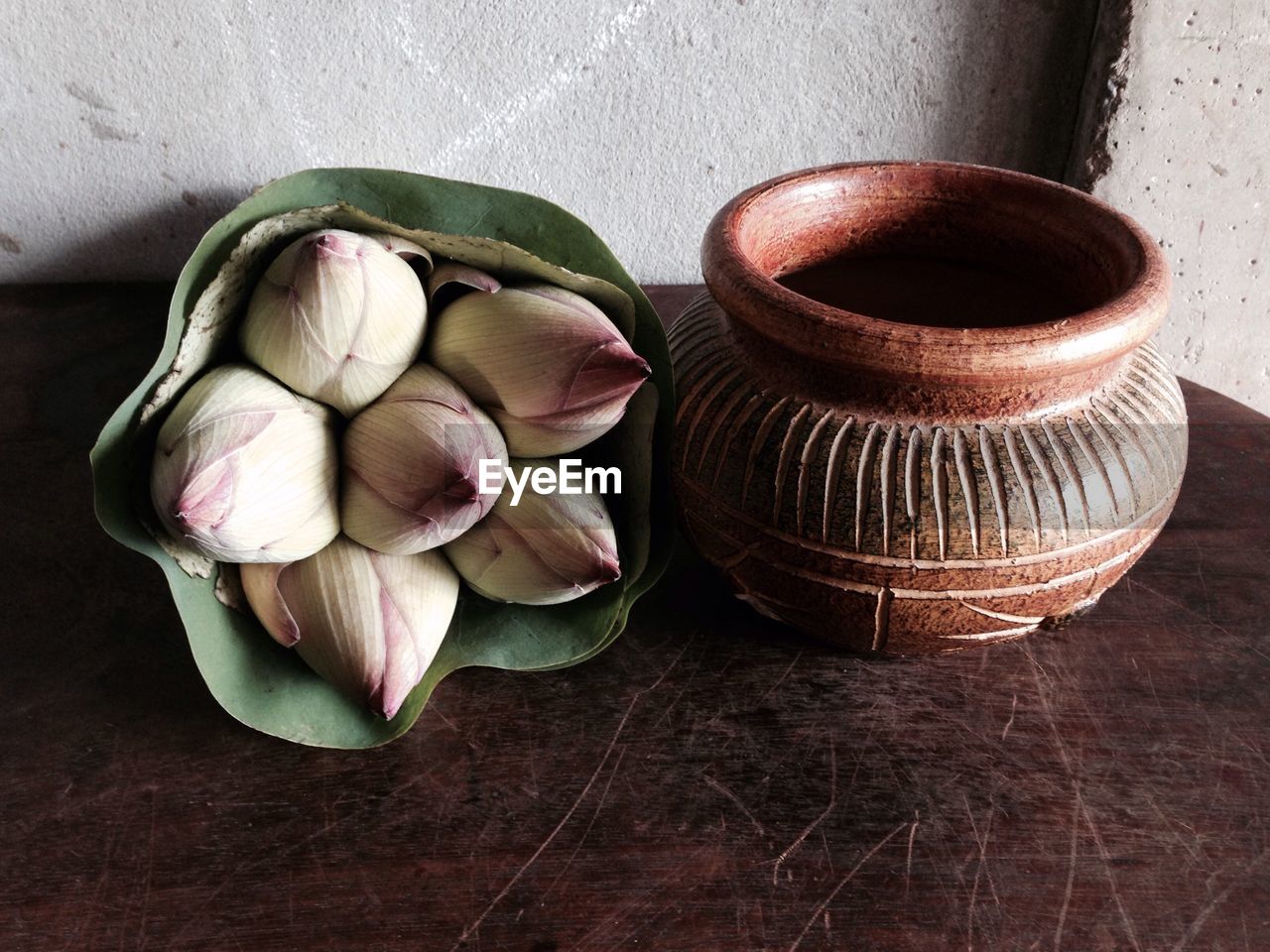 Close-up of buds on table