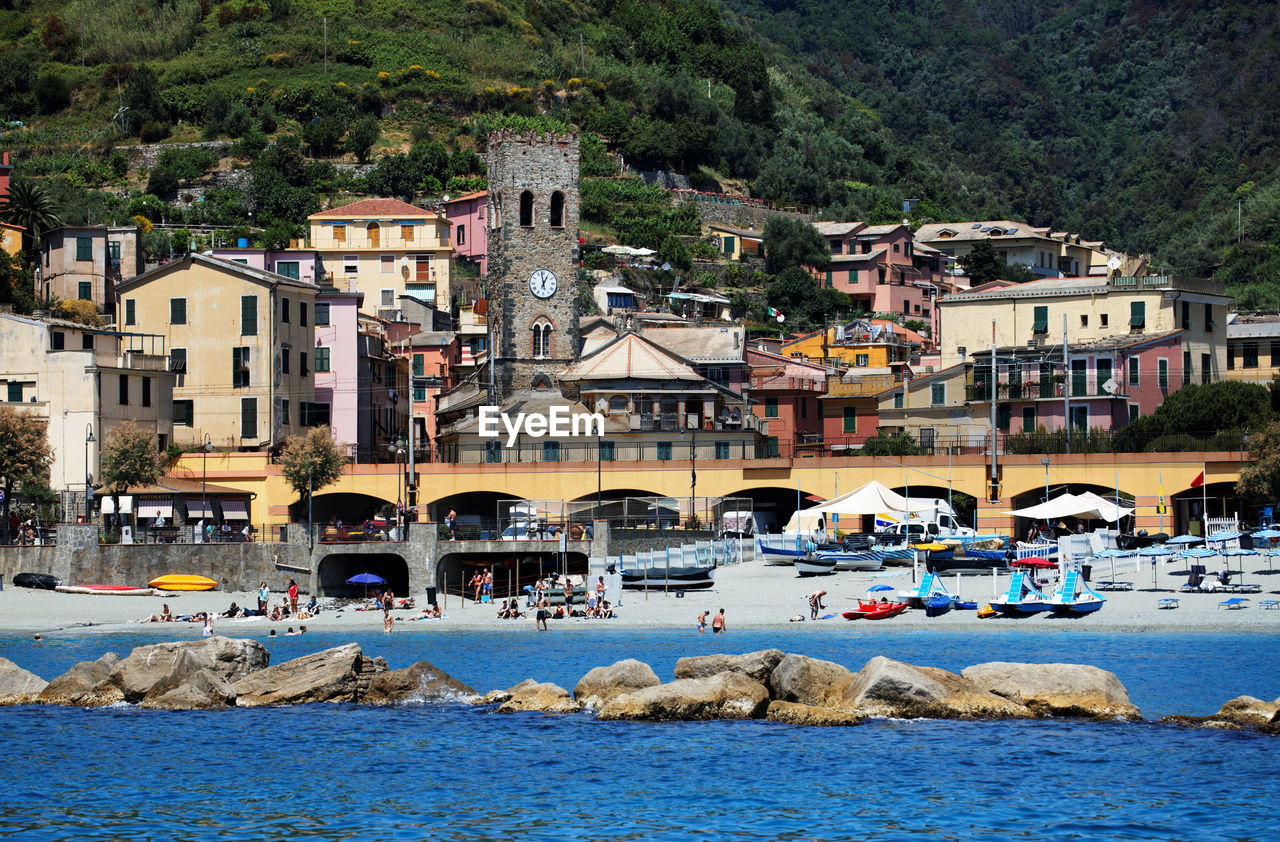 People at beach in cinque terre