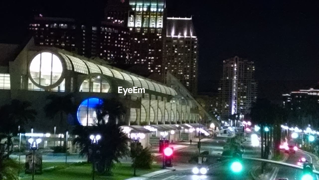 VIEW OF ILLUMINATED CITYSCAPE