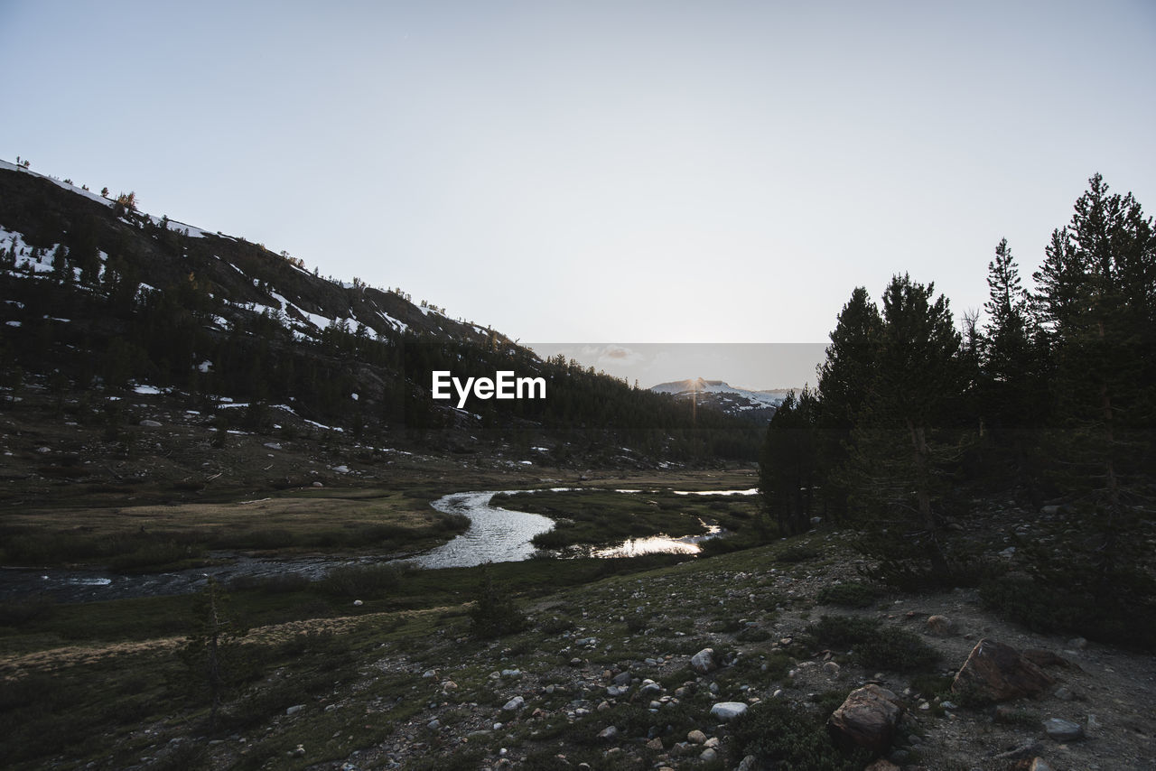 Scenic view of river stream against sky