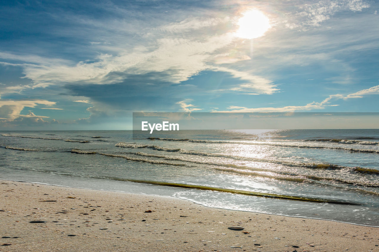 Scenic view of beach against sky