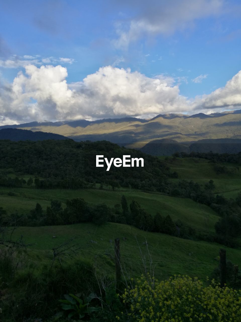 Scenic view of landscape against cloudy sky