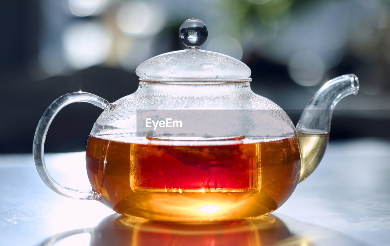 close-up of teapot