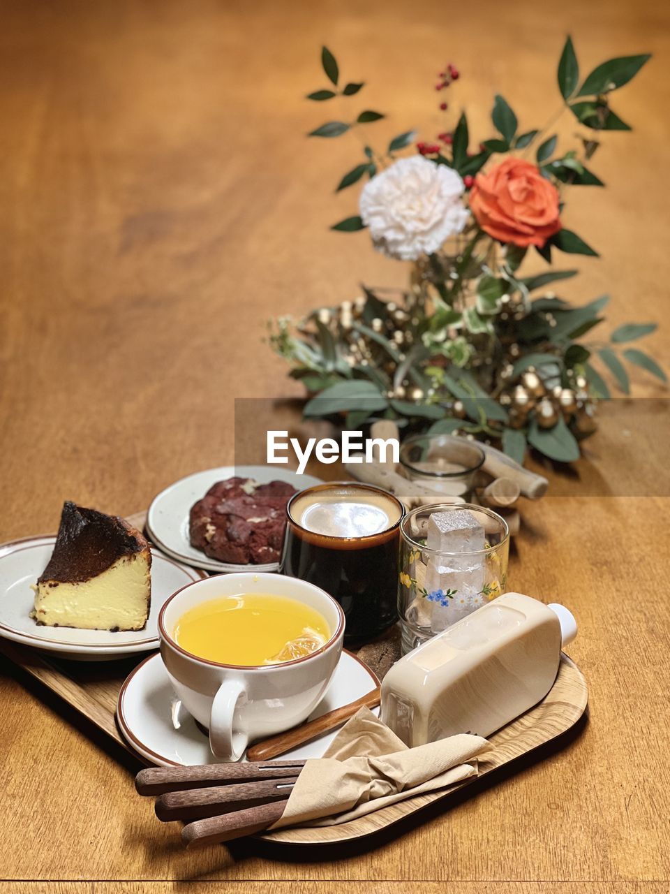 High angle view of food on table