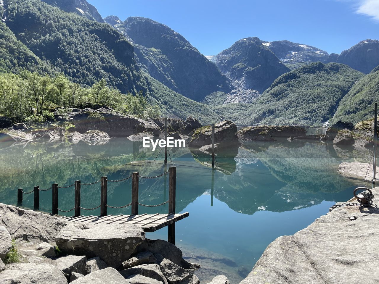 SCENIC VIEW OF LAKE AGAINST MOUNTAIN RANGE