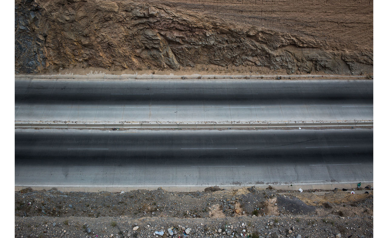 Aerial view of an empty road