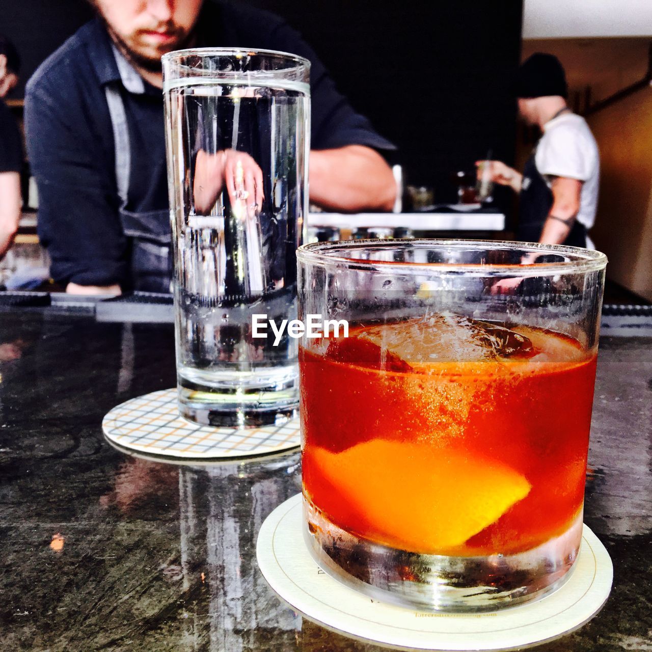 Close-up of whiskey on bar counter