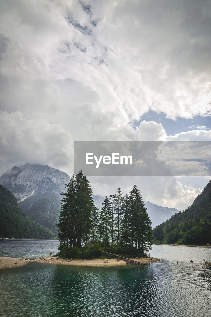 Scenic view of lake against sky