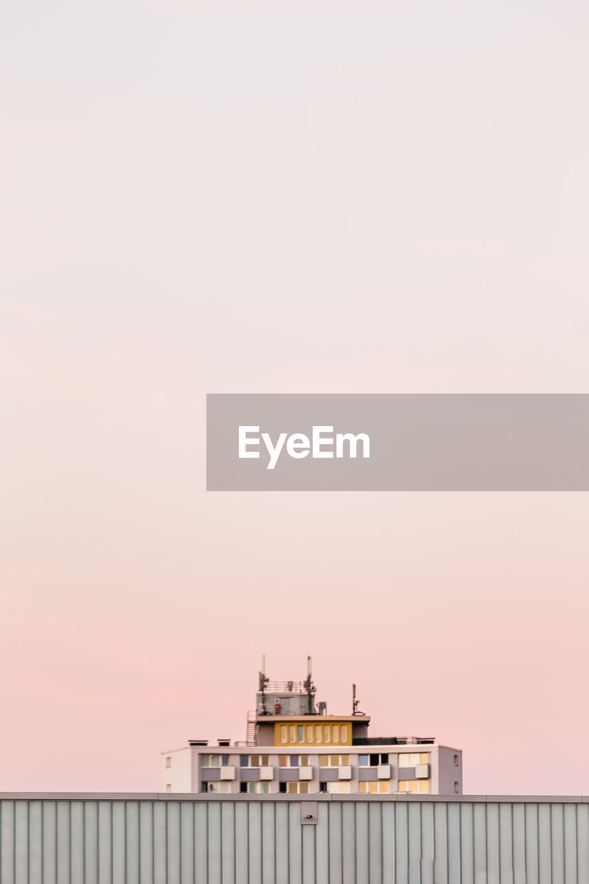 High angle view of ship in front of sea against clear sky