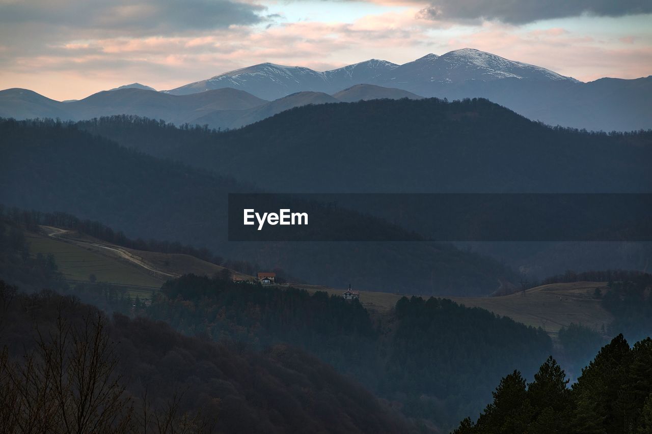 Scenic view of mountains against sky