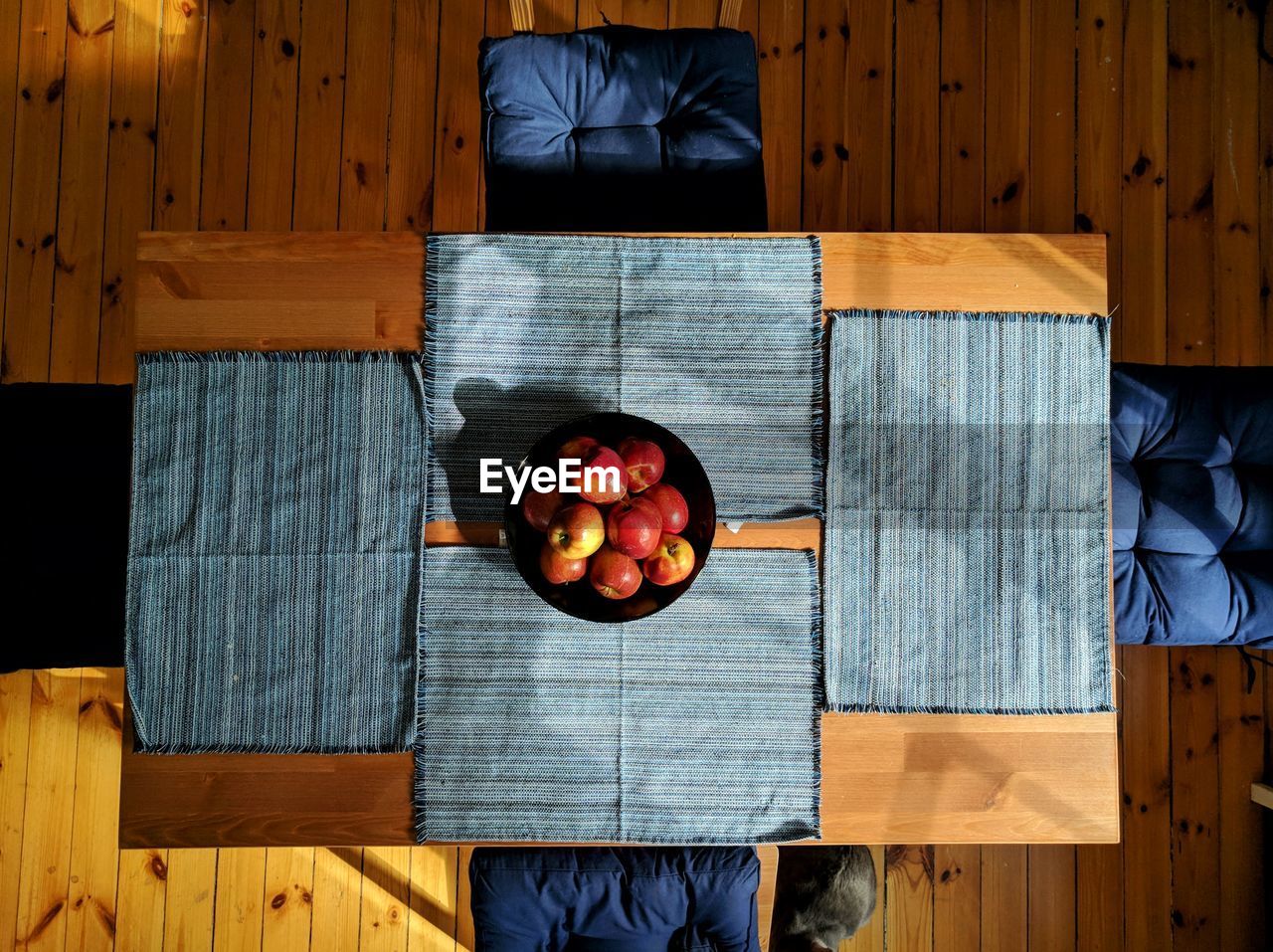 High angle view of fruit bowl standing on table