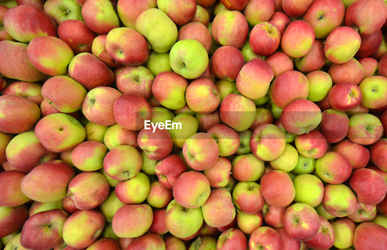Full frame shot of apples at market for sale