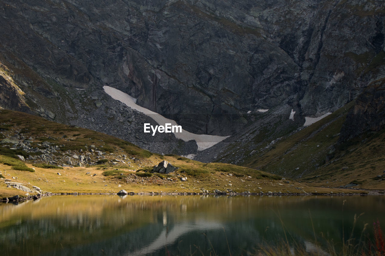 Scenic view of lake and mountains