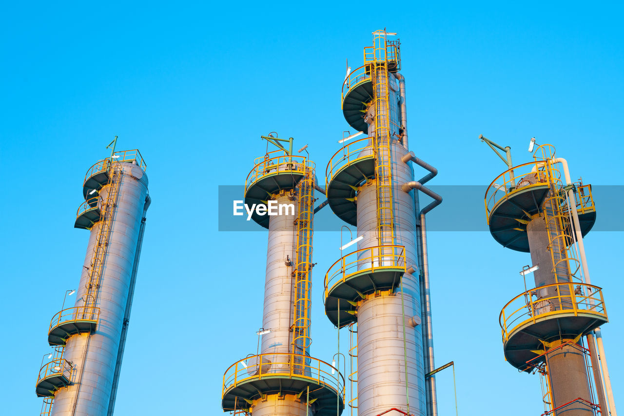 Detail at dusk of a natural gas refinery plant