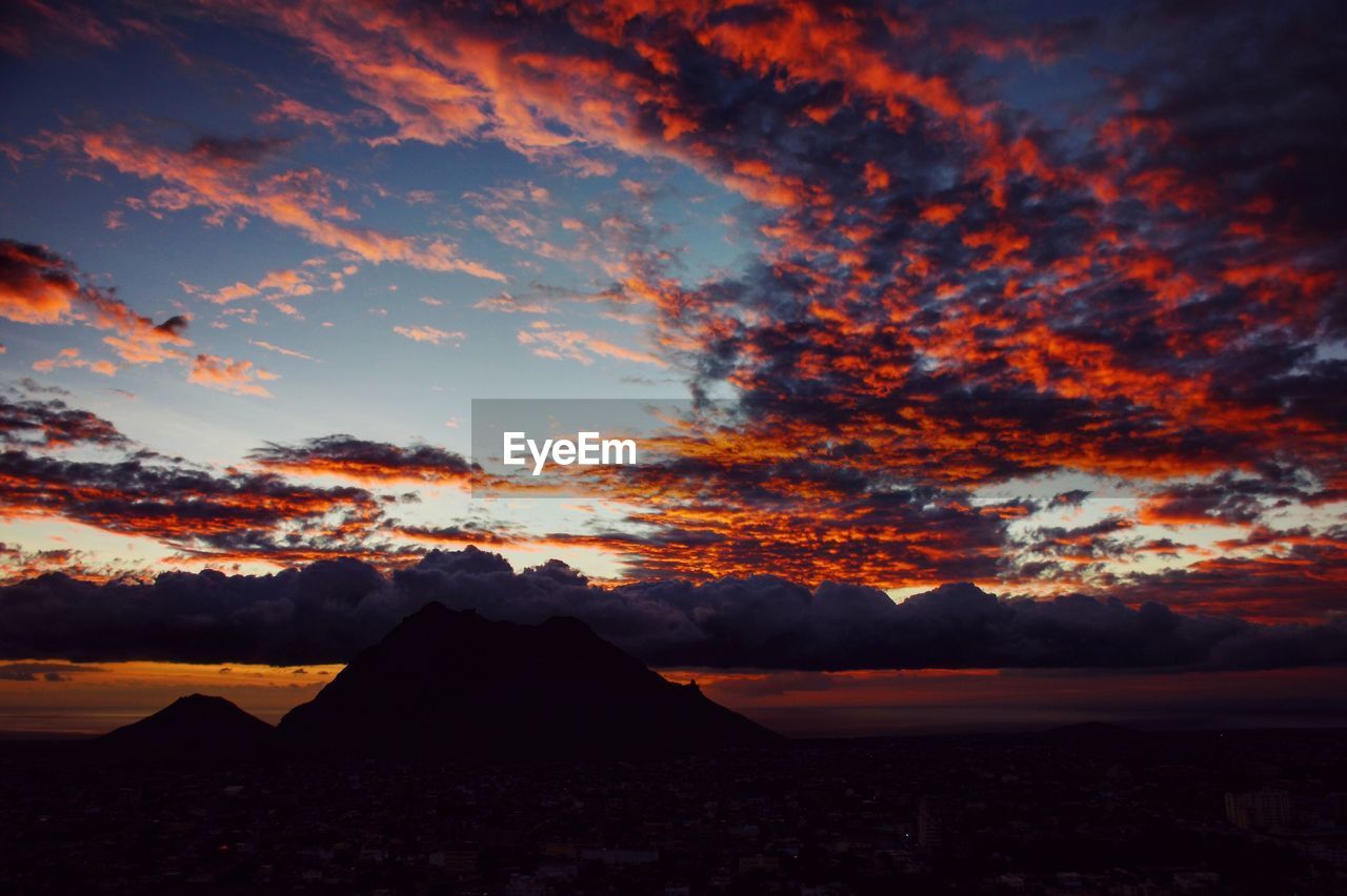 Silhouette of landscape during sunset