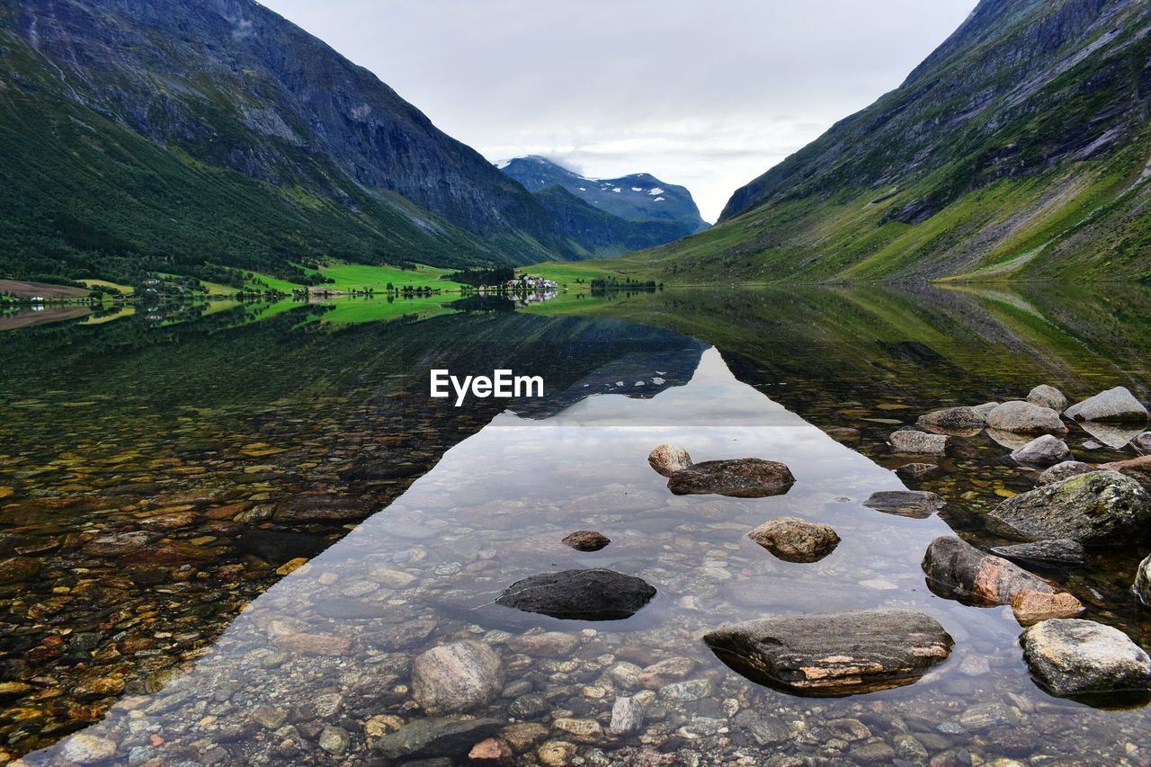 High angle view of mountain range