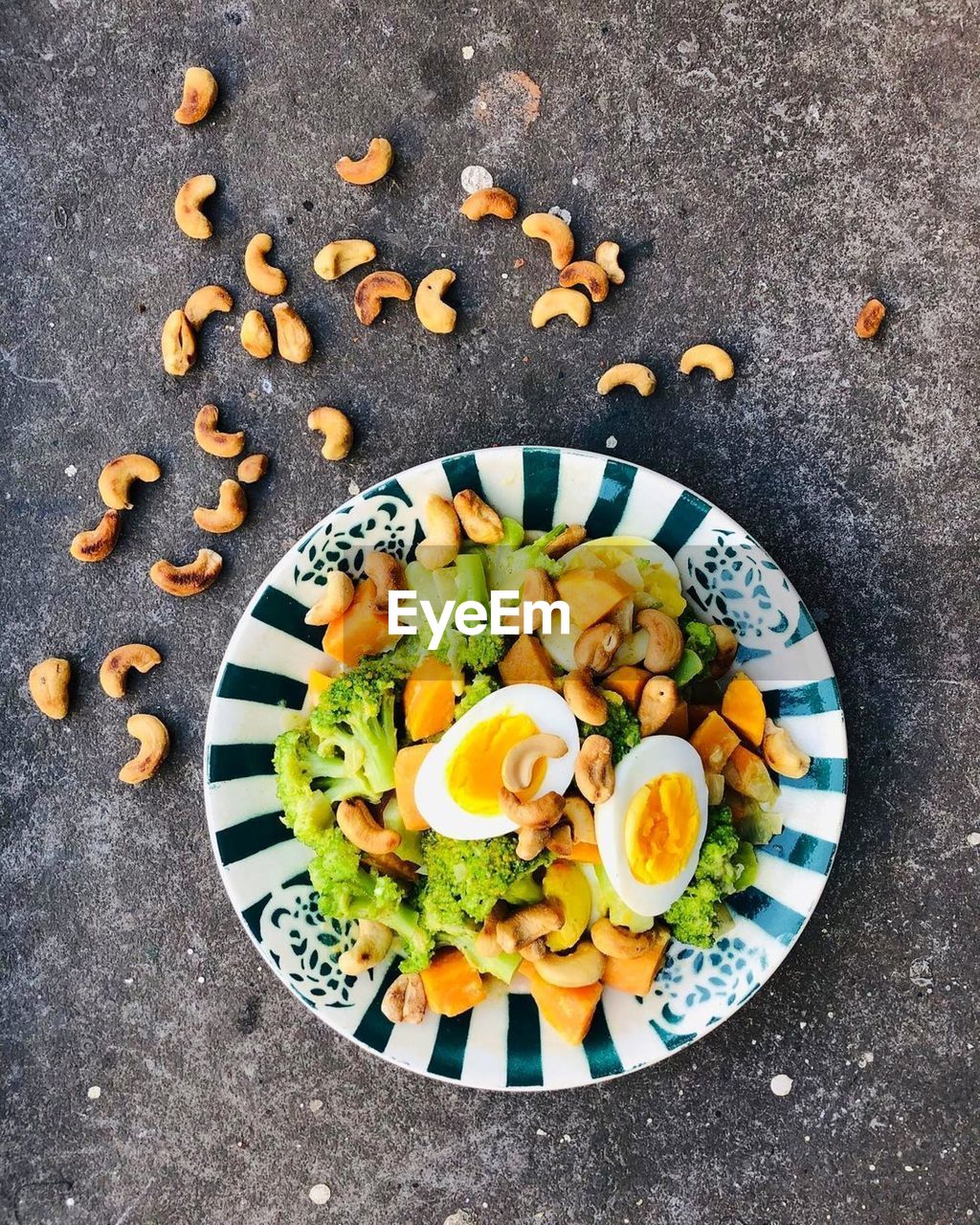 High angle view of breakfast on table