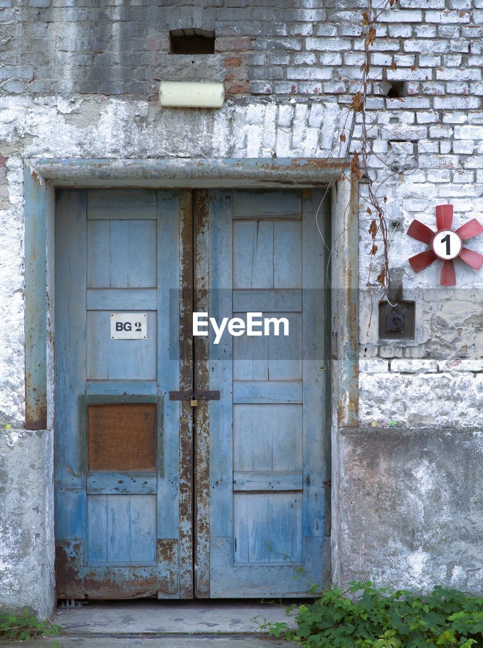 closed door of old house