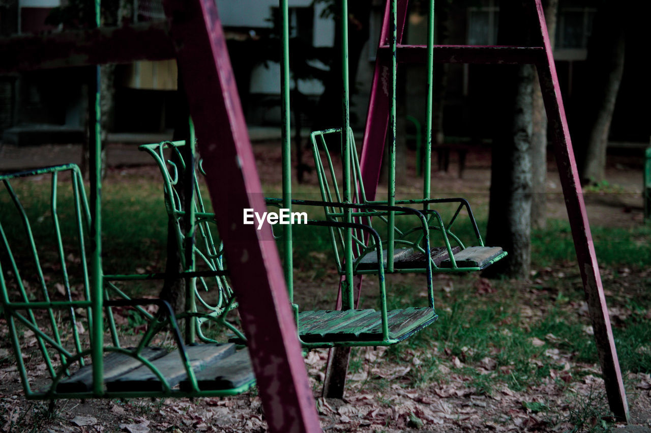 Empty swings in park