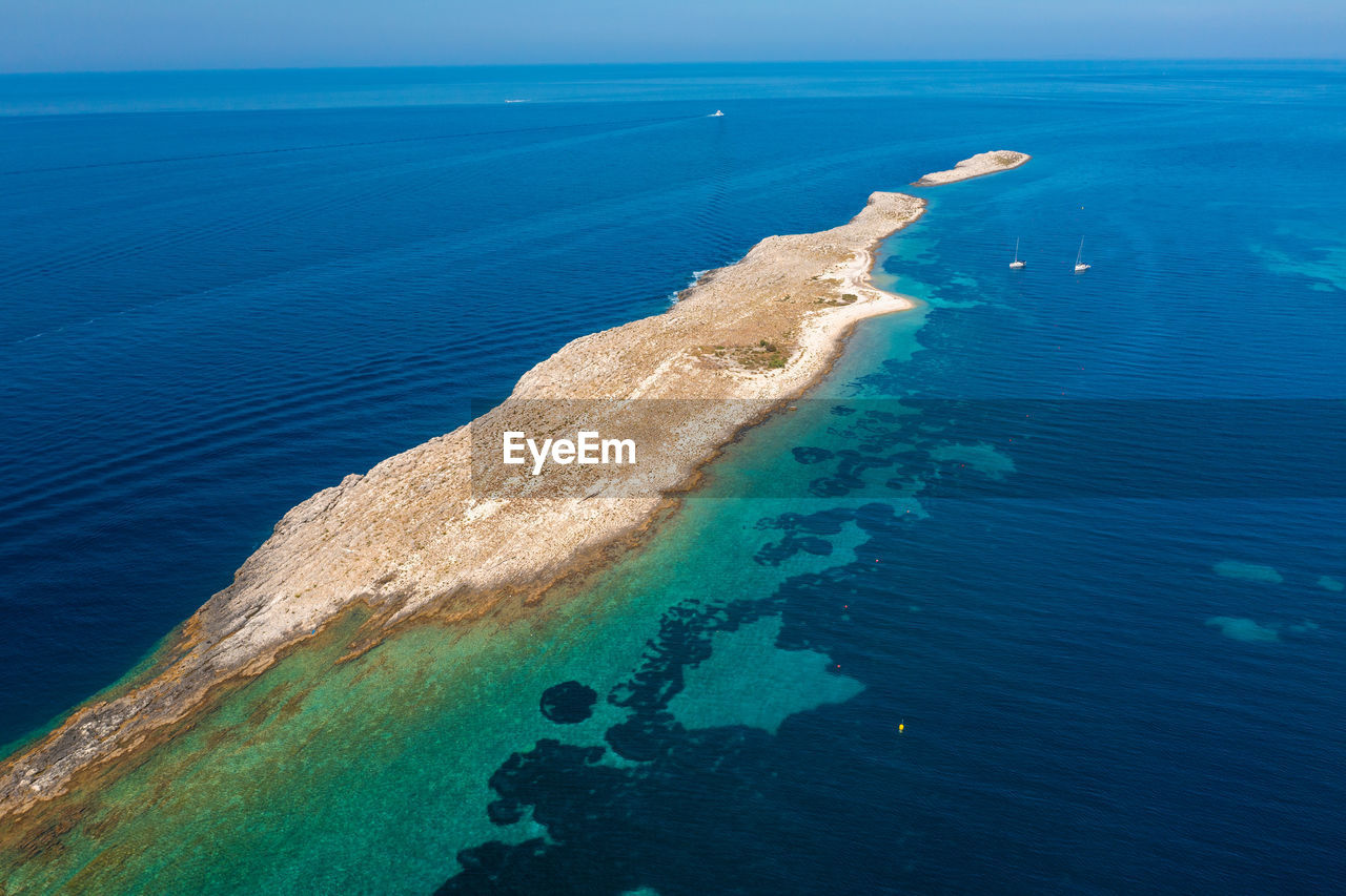 Aerial view of premuda island, the adriatic sea in croatia
