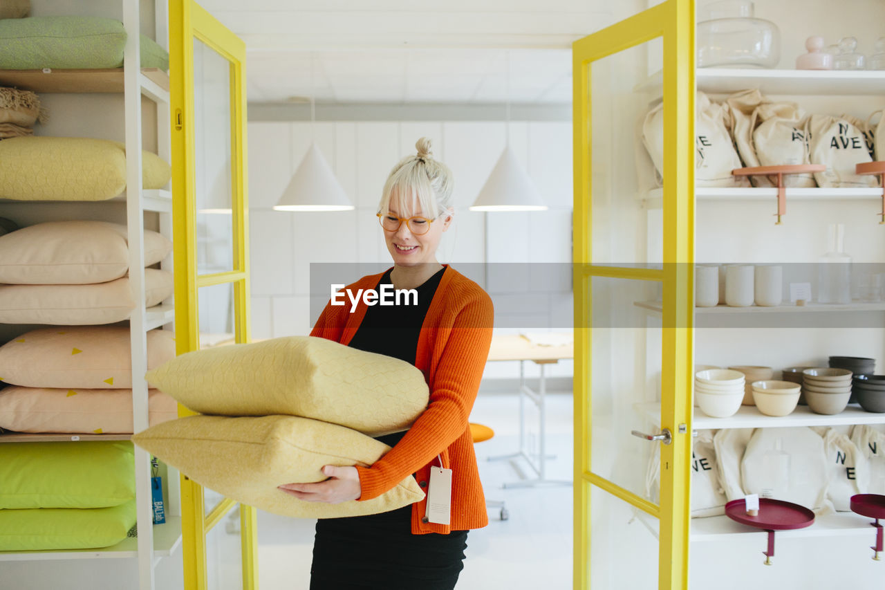 Woman working in shop