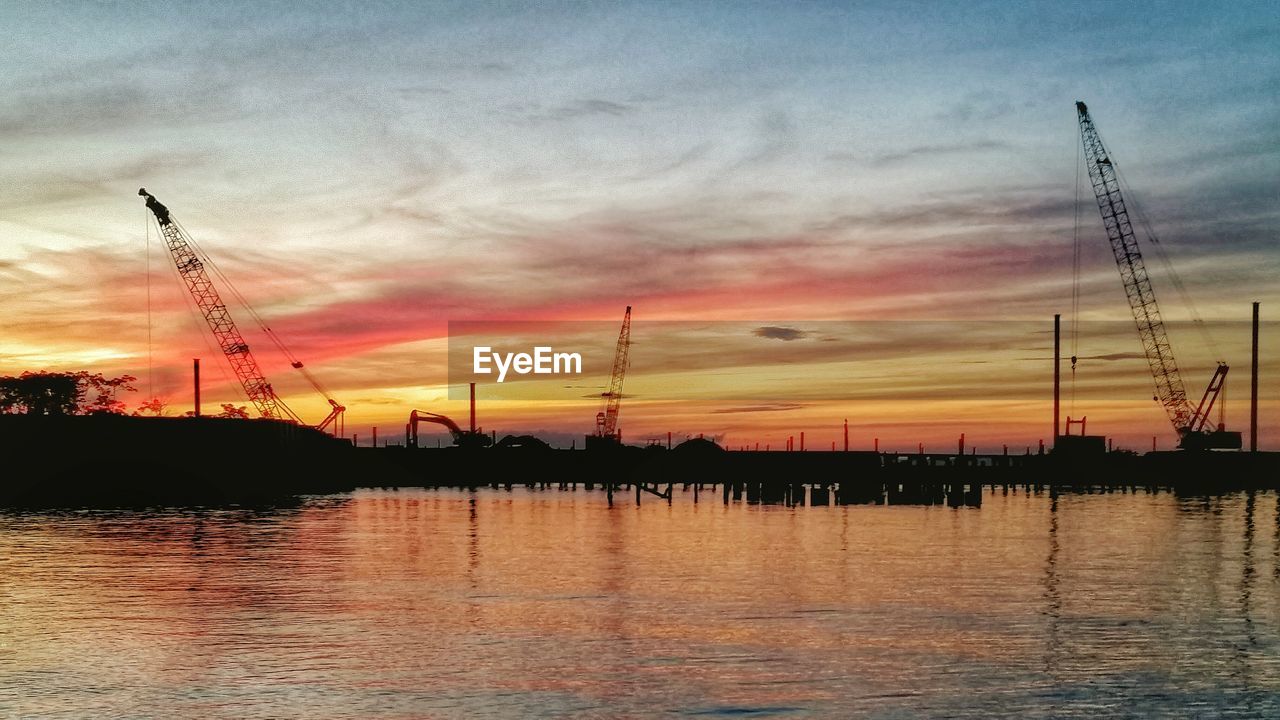 Silhouette view of commercial dock