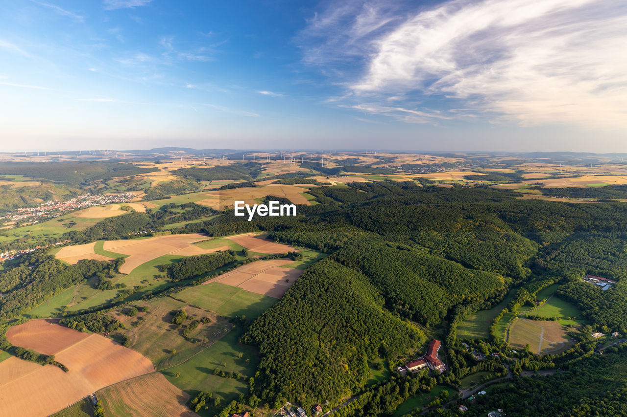 Aerial view at a landscape in germany, rhineland palatinate near bad sobernheim