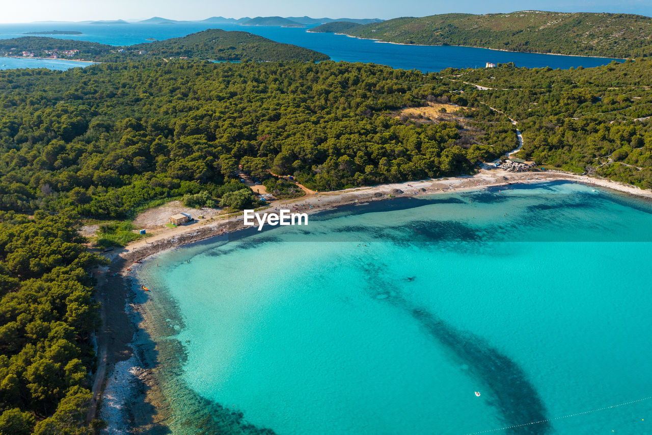 Aerial view of the sakarun beach on dugi otok, croatia