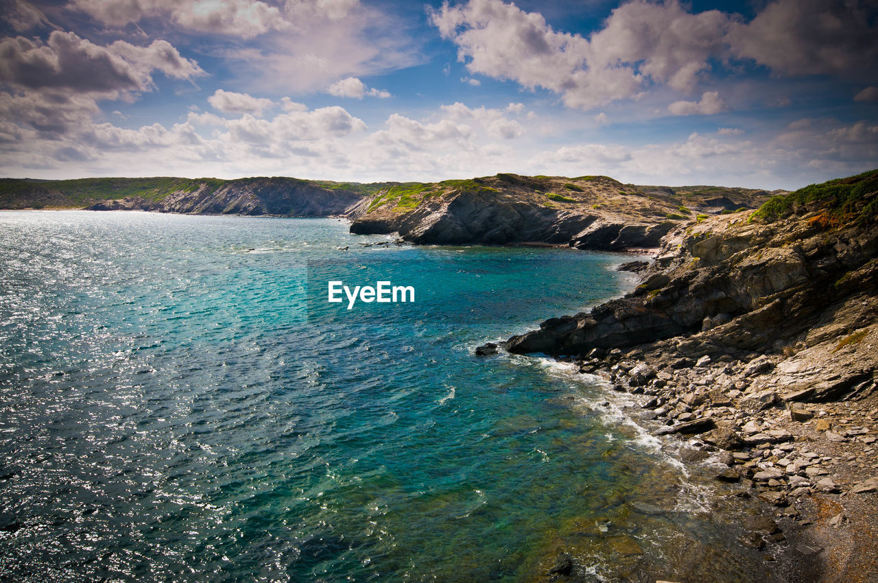 SCENIC VIEW OF SEA AGAINST CLOUDY SKY