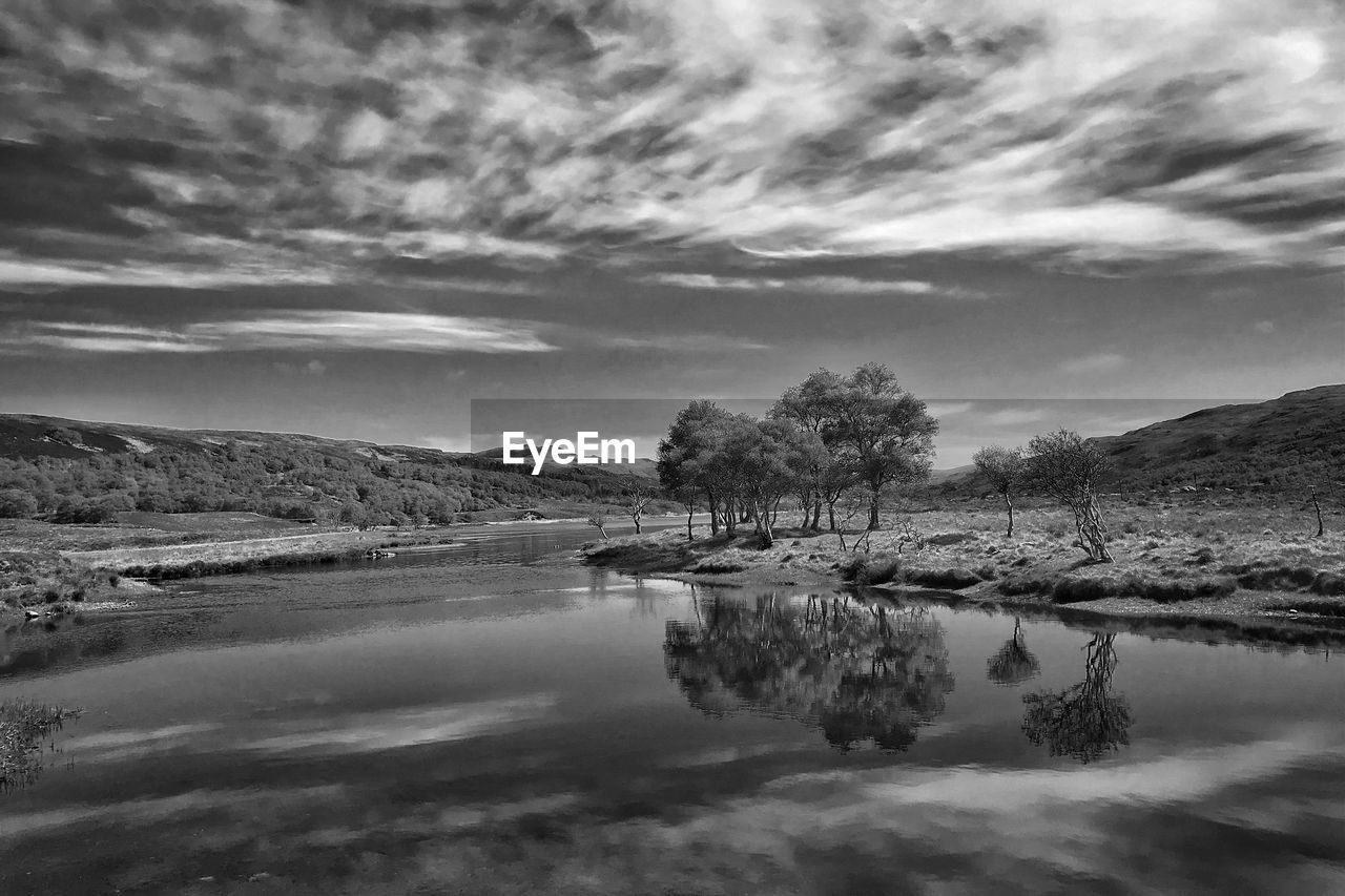 Scenic view of lake against sky