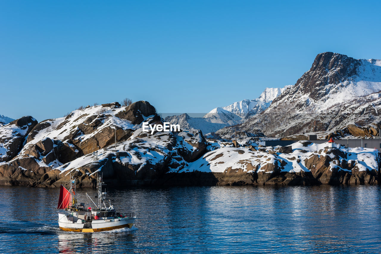 SNOWCAPPED MOUNTAINS AGAINST CLEAR BLUE SKY