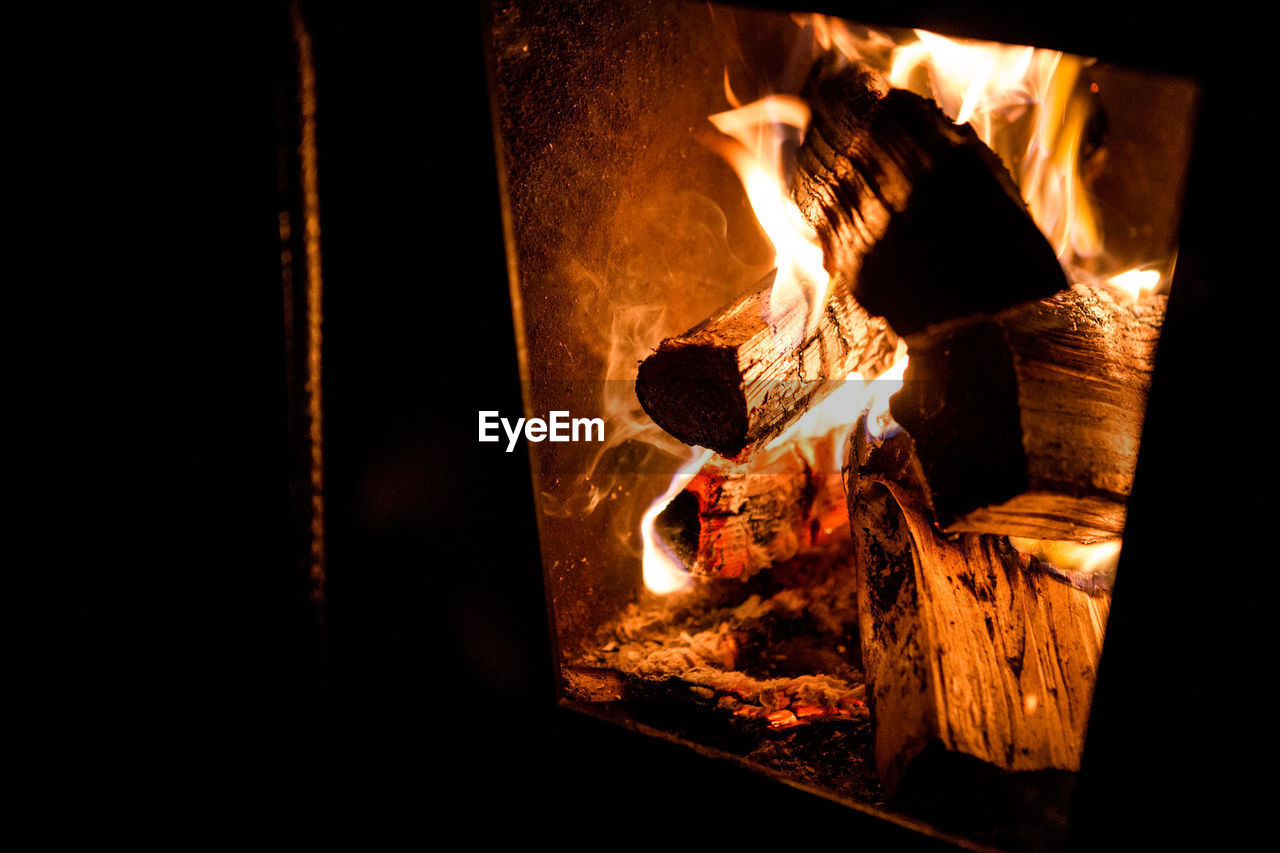 Close-up of fireplace