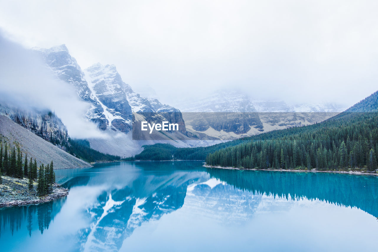 Scenic view of lake and mountains