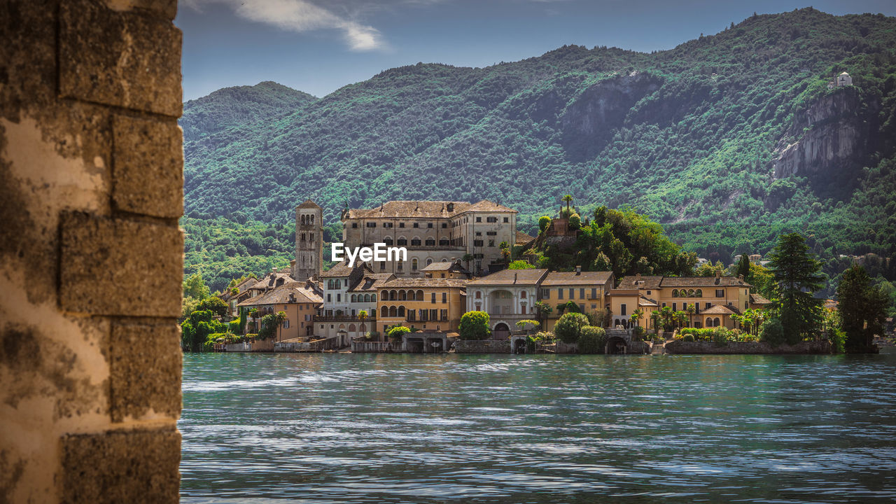 Buildings in lake orta san giulio
