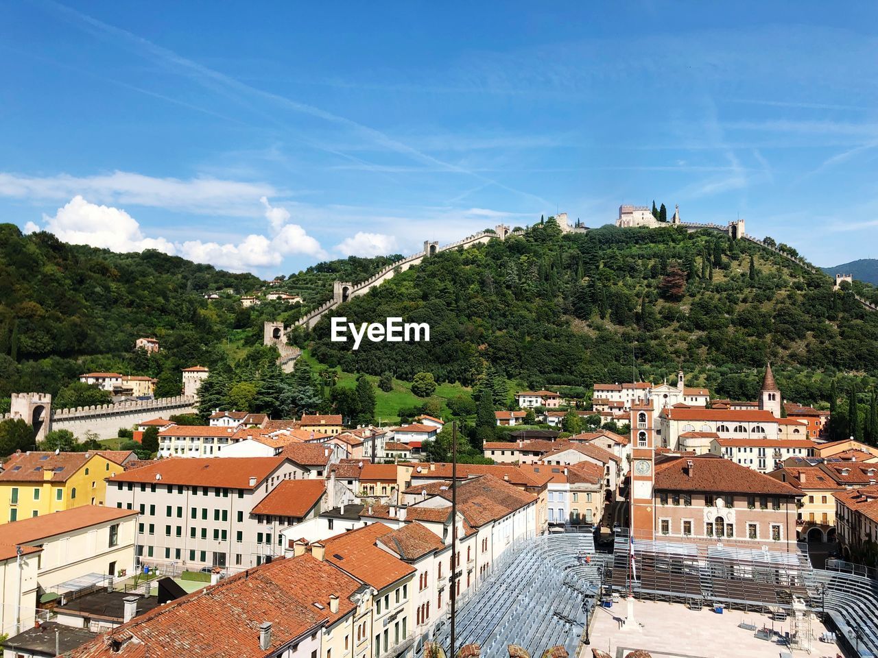 High angle view of townscape against sky