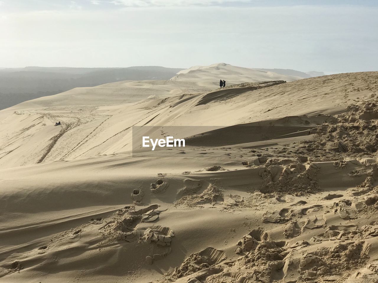 Aerial sand dune against sky