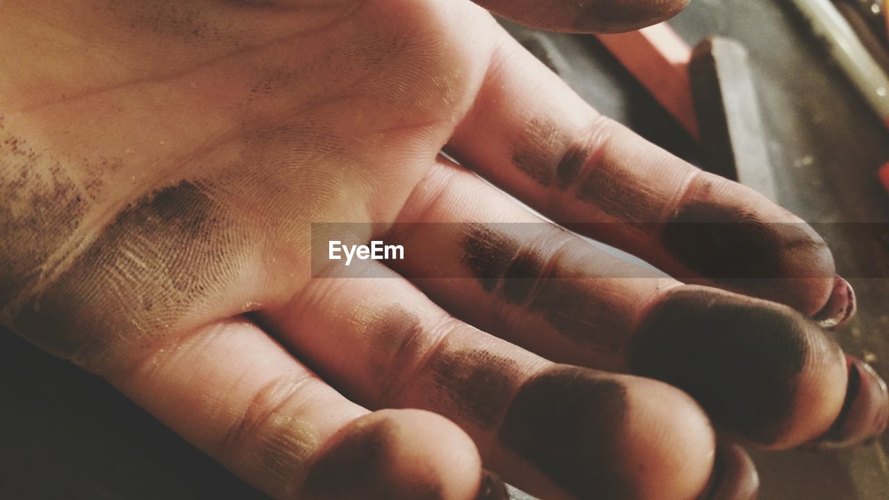 Cropped image of person with messy hand