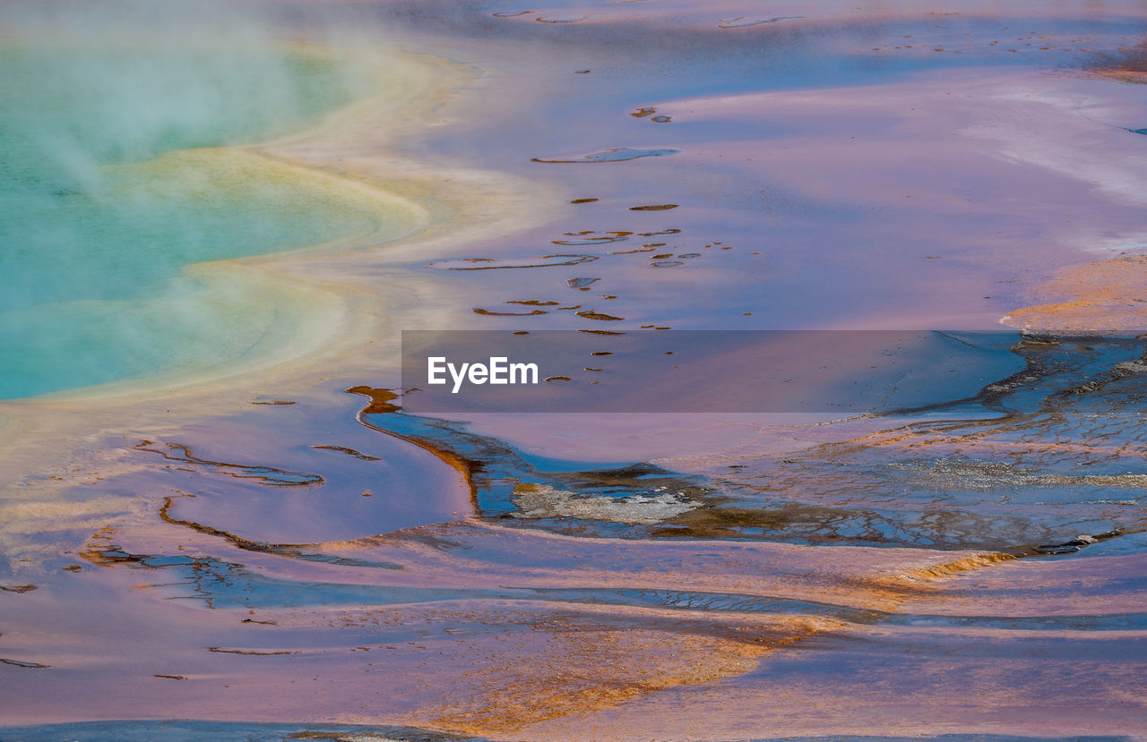 View of steam emitting from hot spring