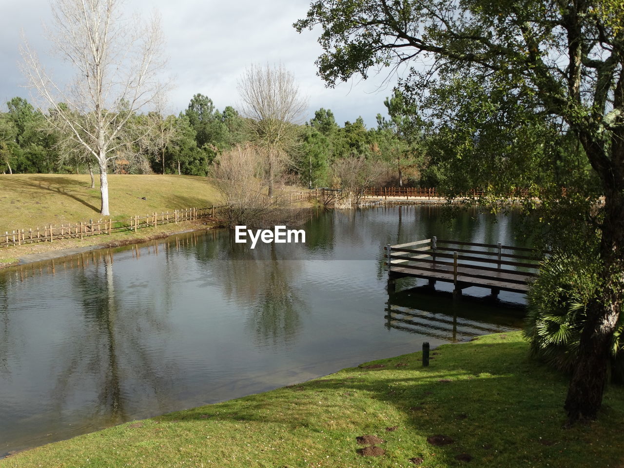 SCENIC VIEW OF LAKE WITH TREES REFLECTION IN BACKGROUND