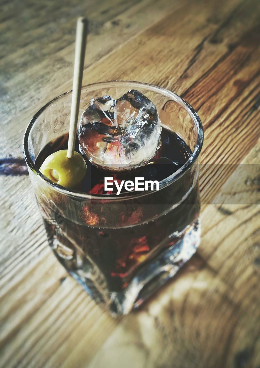 Close-up of drink in glass on table