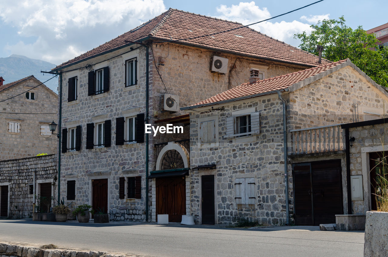 Old coastal houses of a small place in the bay of kotor