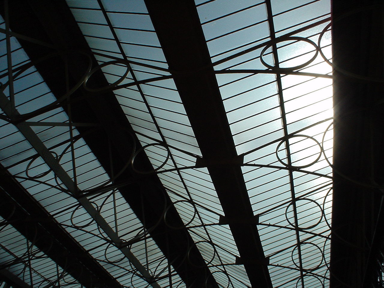 Low angle view of ceiling at railroad station