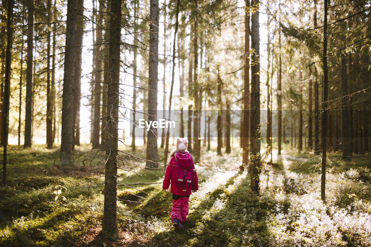 Girl standing in forest